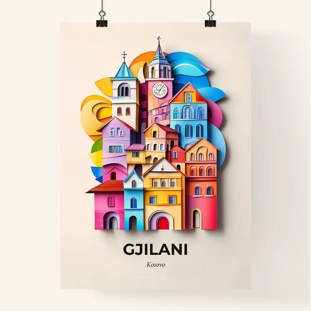 Vivid Gjilani / Gnjilane, Kosovo, Colorful Poster