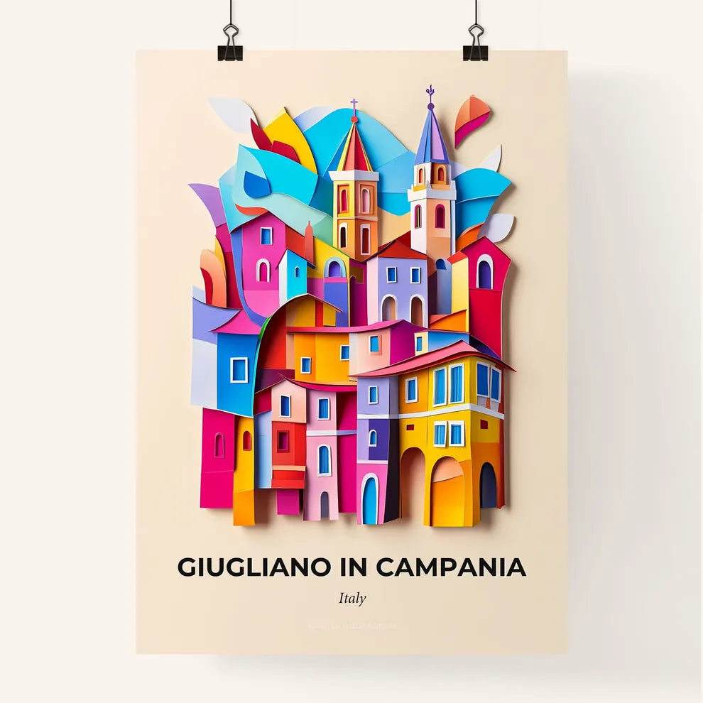 Vivid Giugliano in Campania, Italy, Colorful Poster