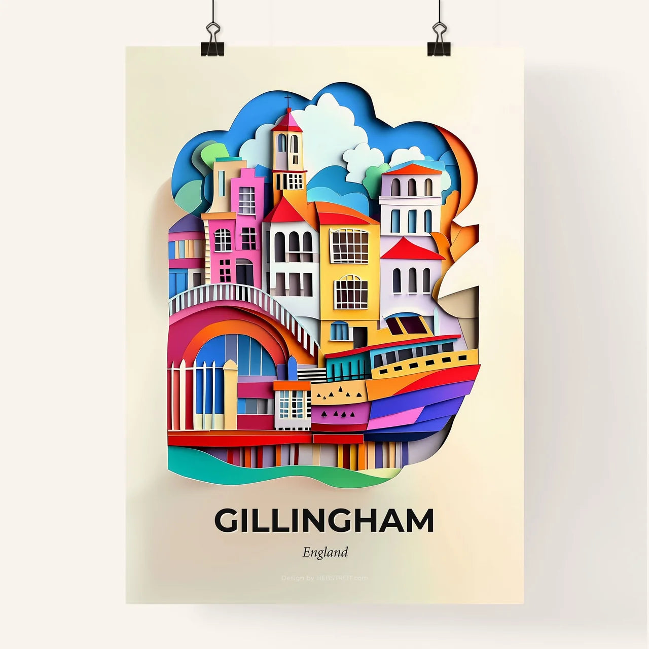 Vivid Gillingham, England, Colorful Poster