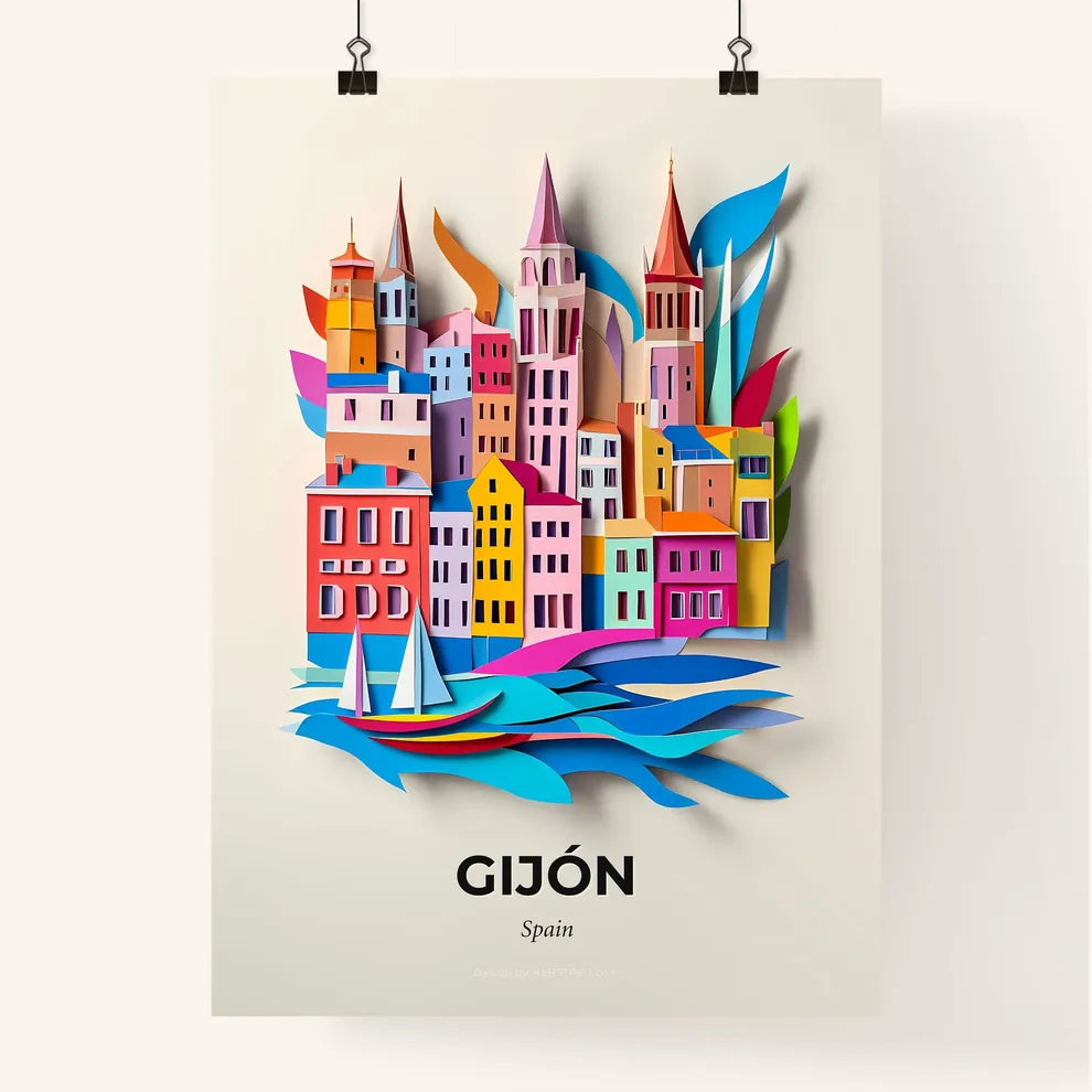 Vivid Gijón, Spain, Colorful Poster