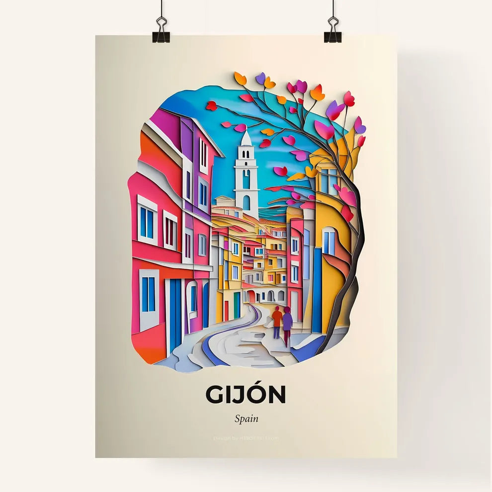 Vivid Gijón, Spain, Colorful Poster