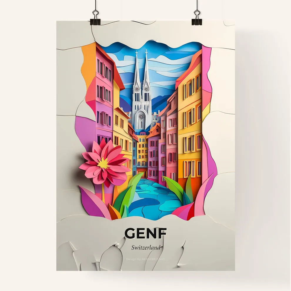 Vivid Geneva, Switzerland, Colorful Poster