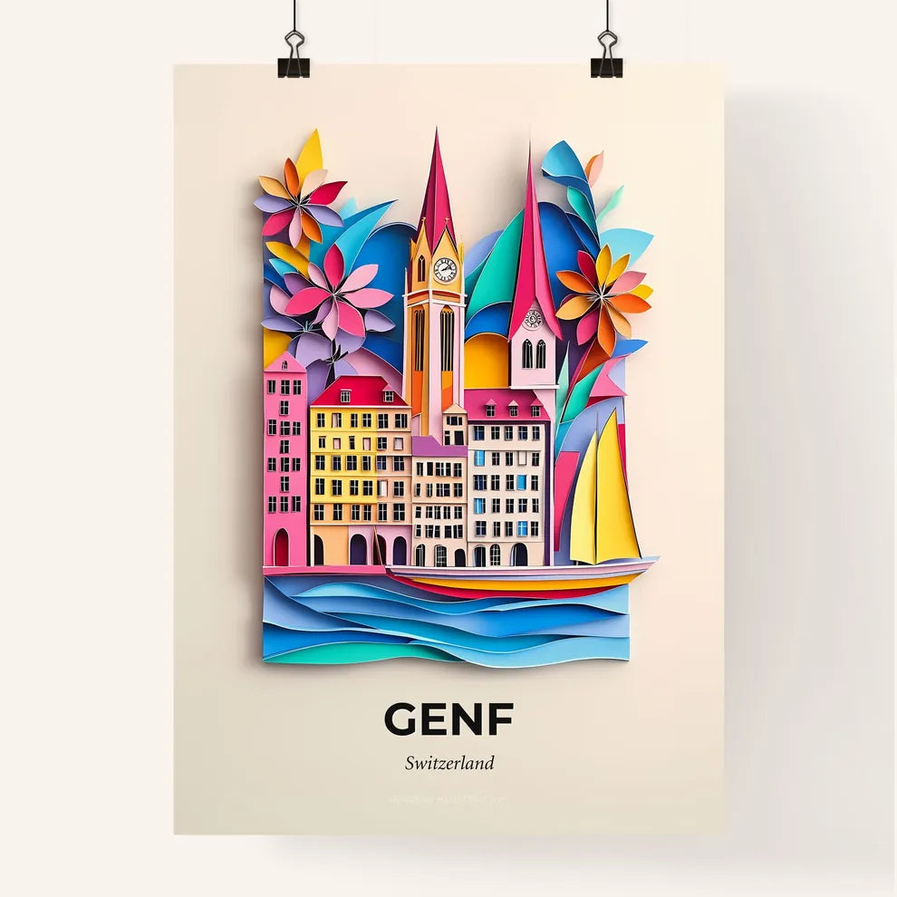 Vivid Geneva, Switzerland, Colorful Poster