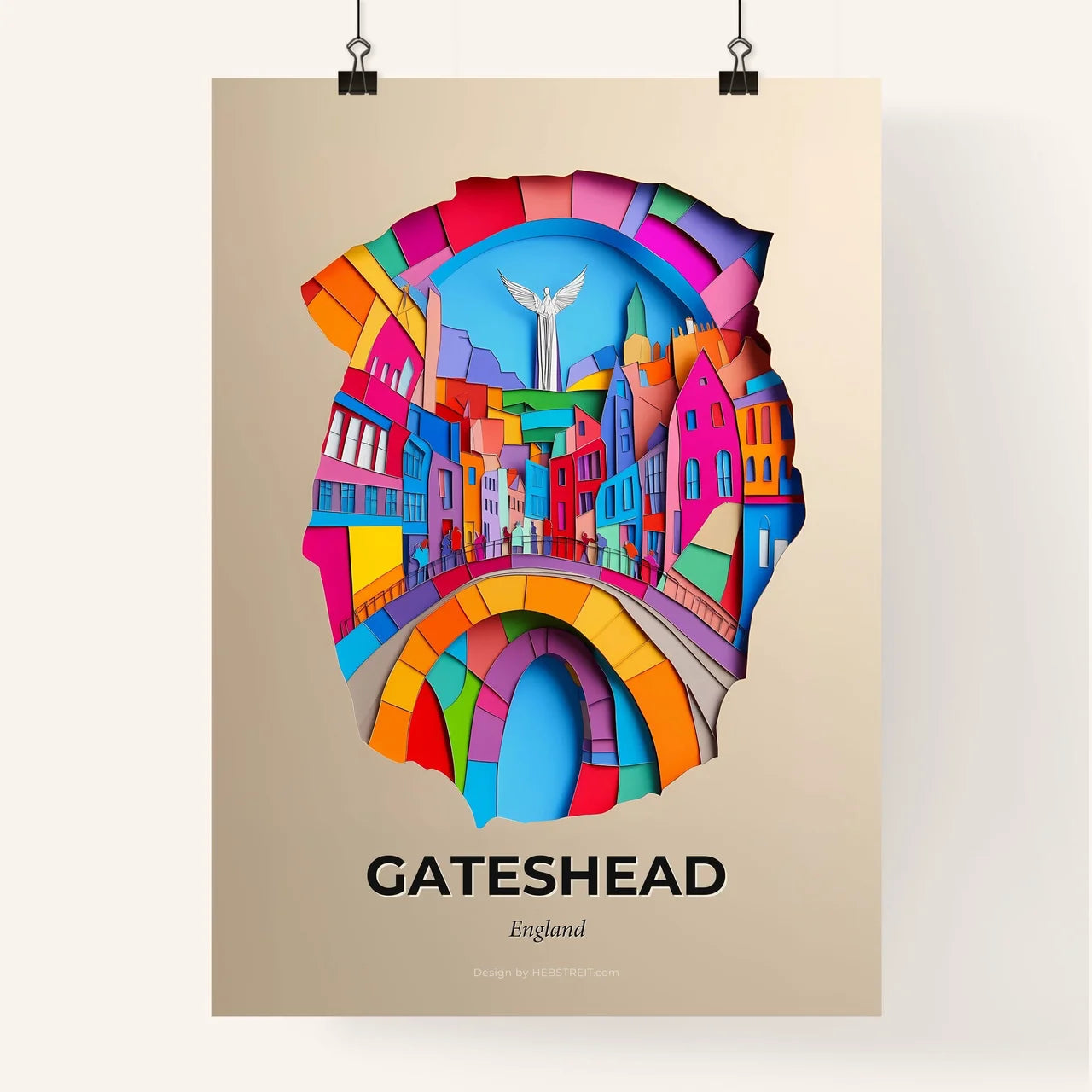 Vivid Gateshead, England, Colorful Poster