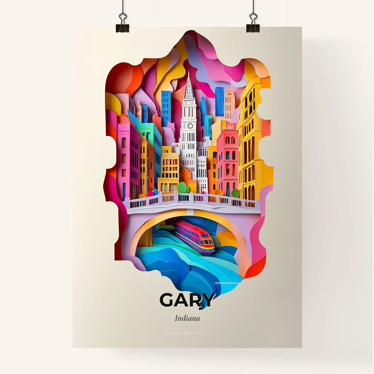 Vivid Gary, Indiana, Colorful Poster