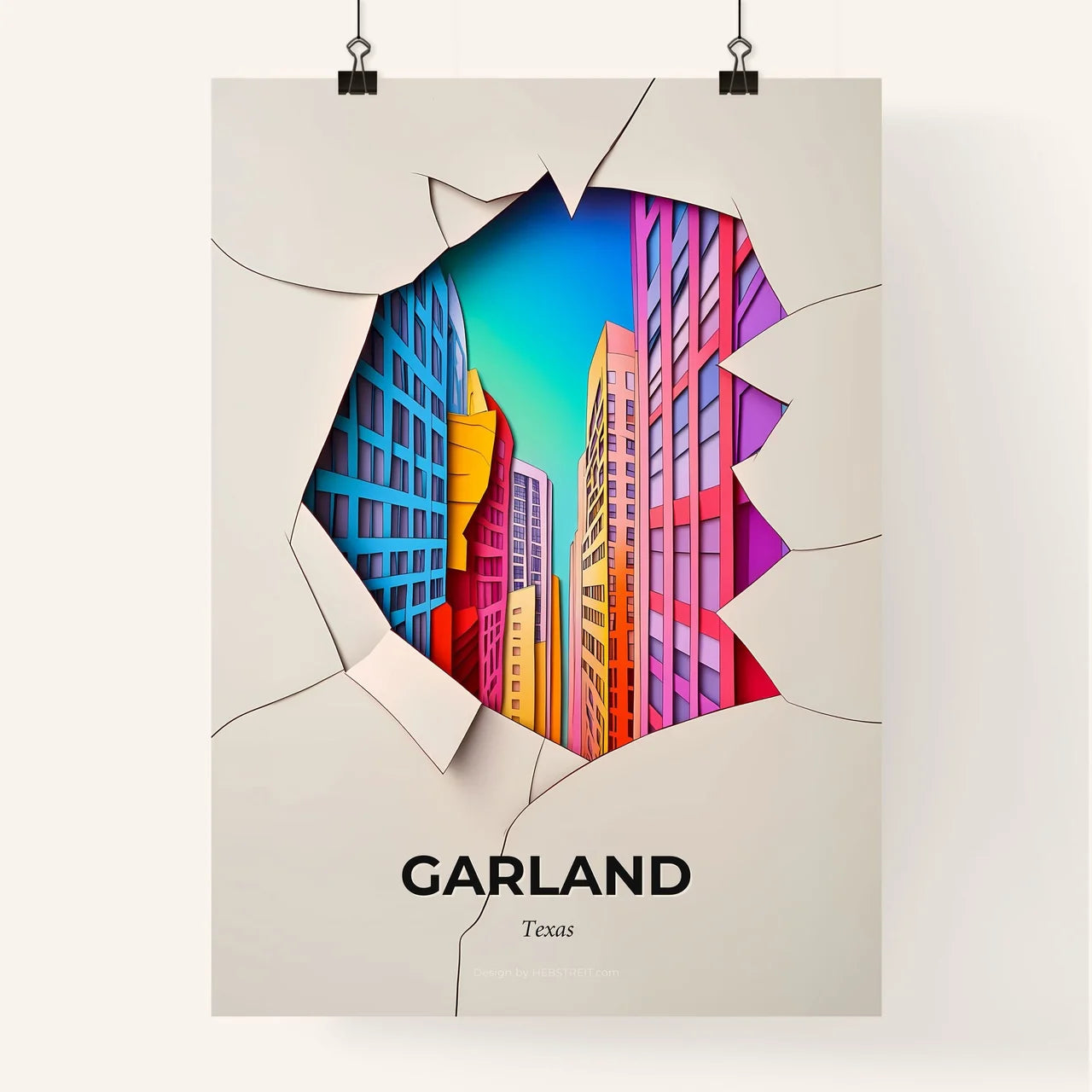 Vivid Garland, Texas, Colorful Poster