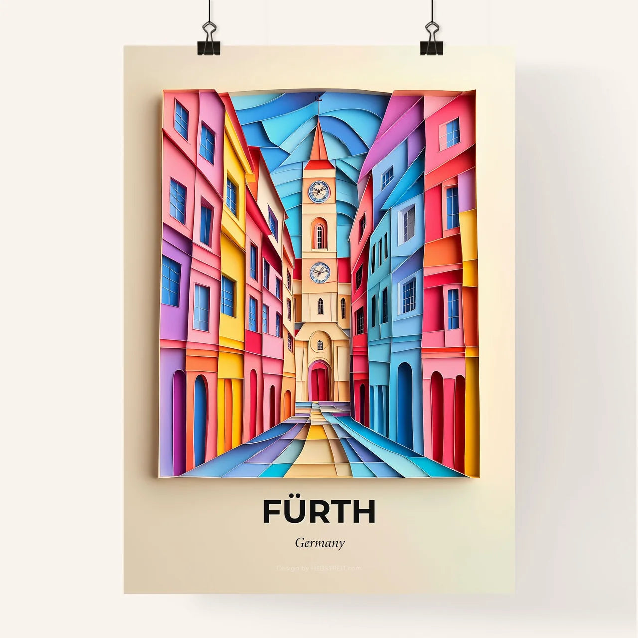 Vivid Furth, Germany, Colorful Poster