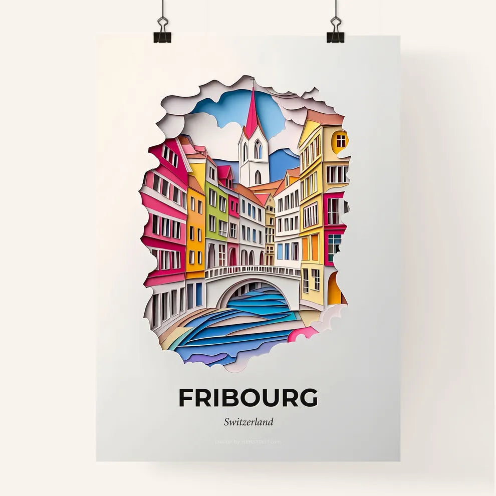 Vivid Fribourg, Switzerland, Colorful Poster
