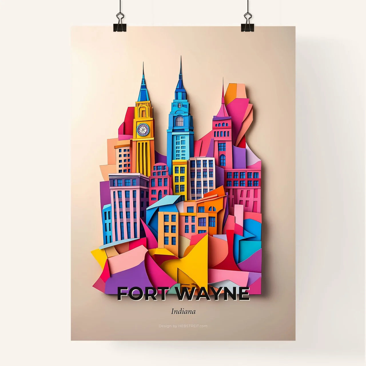 Vivid Fort Wayne, Indiana, Colorful Poster