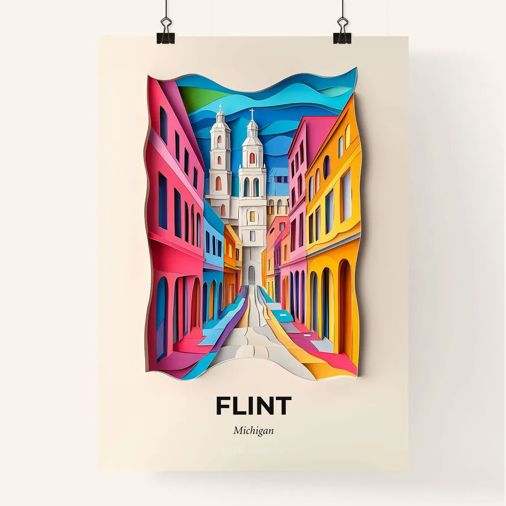 Vivid Flint, Michigan, Colorful Poster