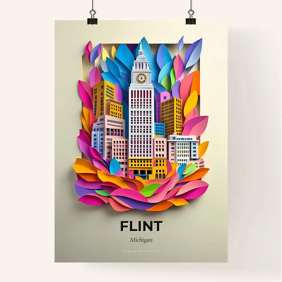 Vivid Flint, Michigan, Colorful Poster