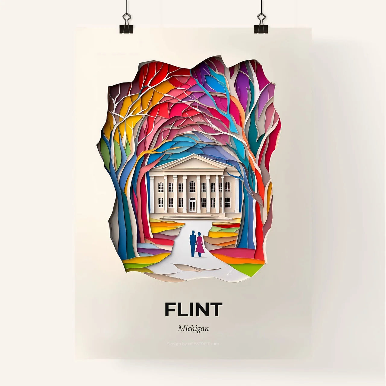 Vivid Flint, Michigan, Colorful Poster