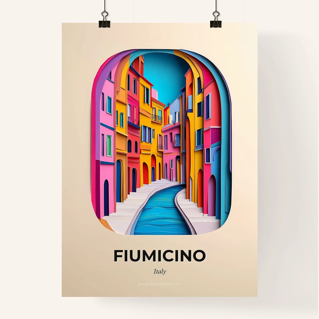 Vivid Fiumicino, Italy, Colorful Poster
