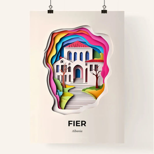 Vivid Fier, Albania, Colorful Poster