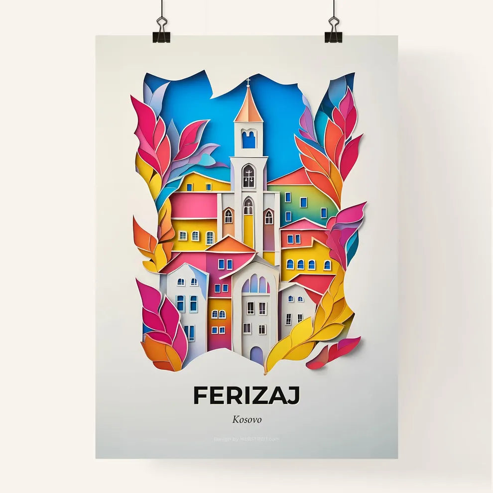 Vivid Ferizaj / Uroševac, Kosovo, Colorful Poster