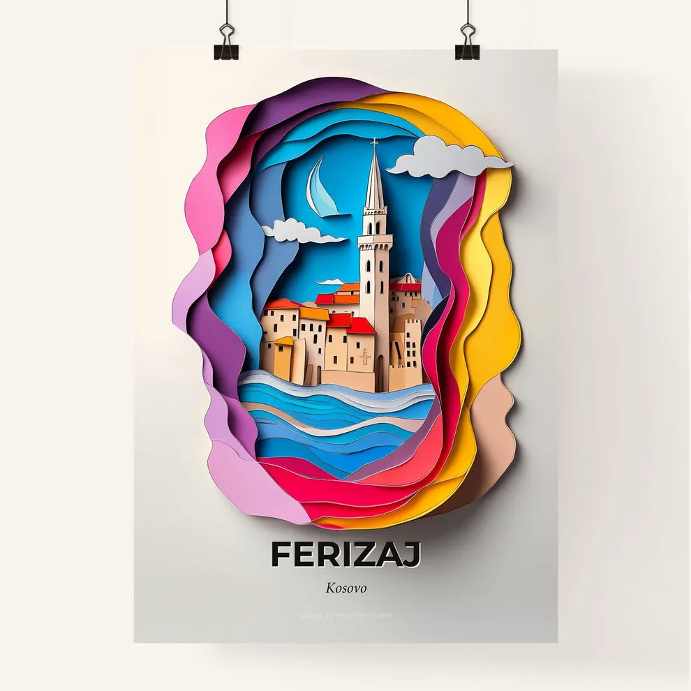 Vivid Ferizaj / Uroševac, Kosovo, Colorful Poster