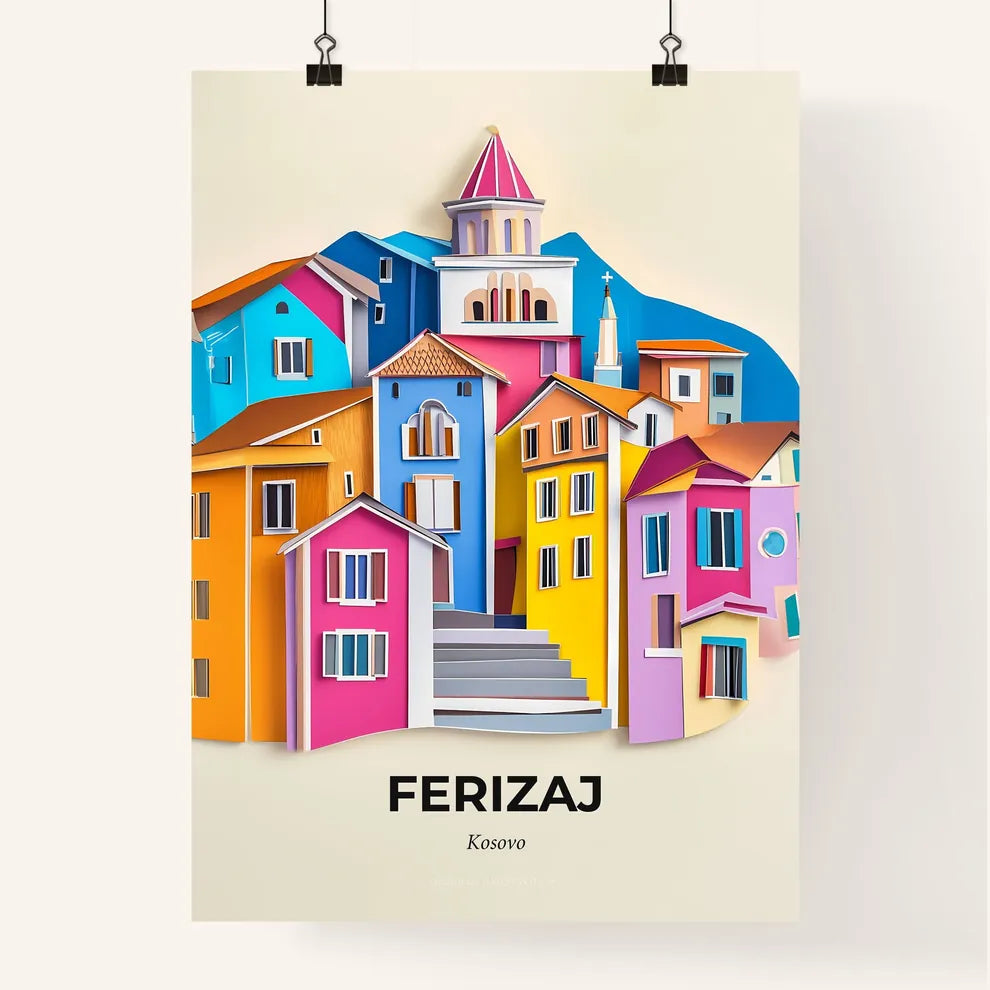Vivid Ferizaj / Uroševac, Kosovo, Colorful Poster