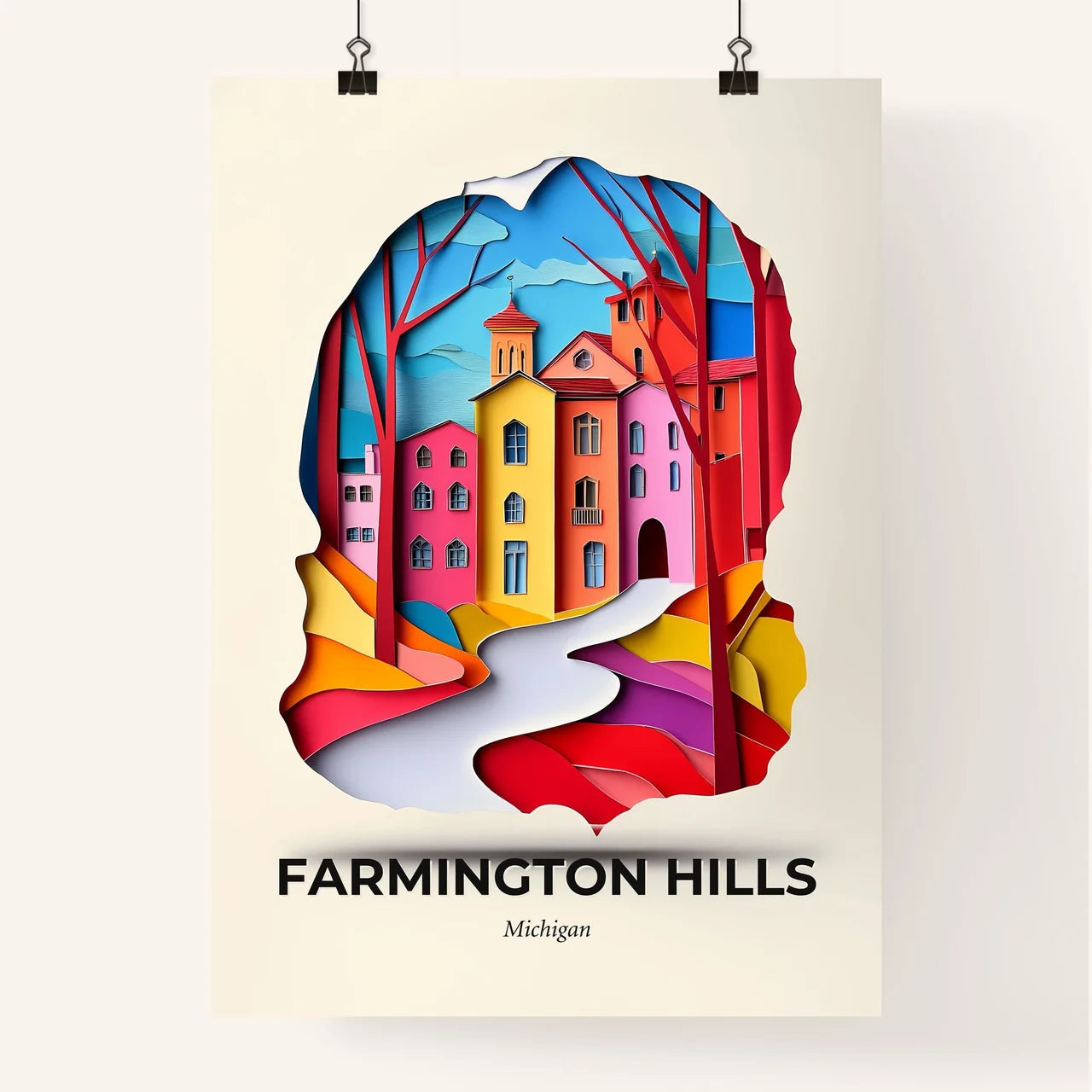 Vivid Farmington Hills, Michigan, Colorful Poster