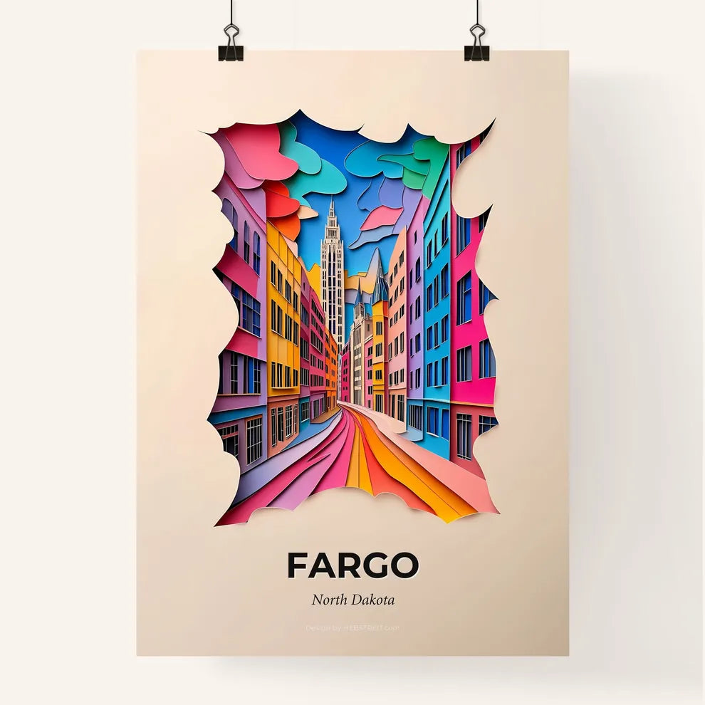 Vivid Fargo, North Dakota, Colorful Poster