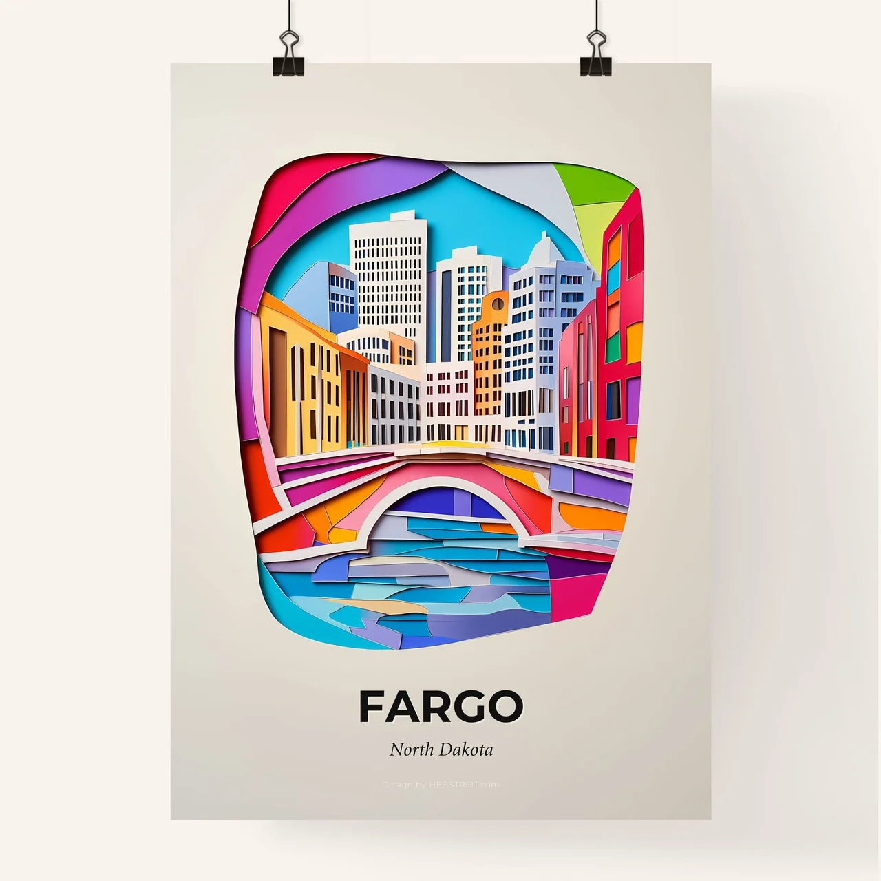 Vivid Fargo, North Dakota, Colorful Poster