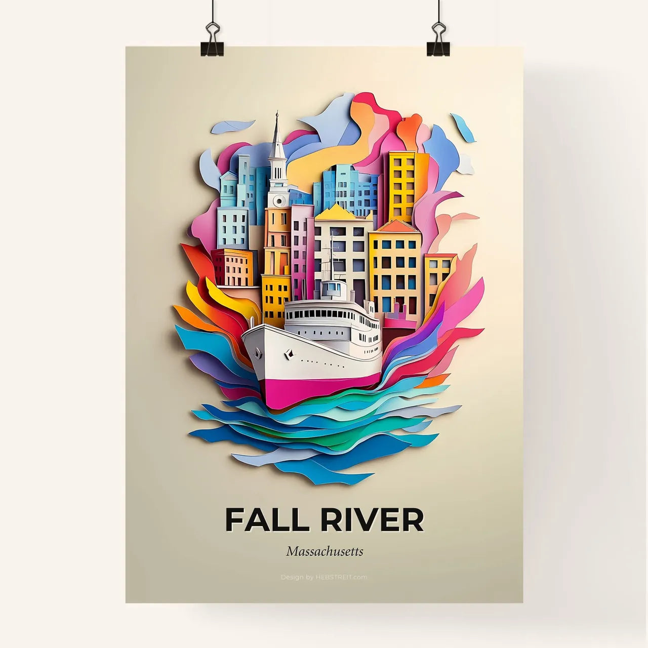 Vivid Fall River, Massachusetts, Colorful Poster