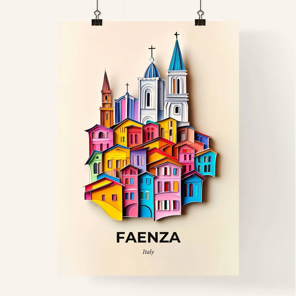 Vivid Faenza, Italy, Colorful Poster