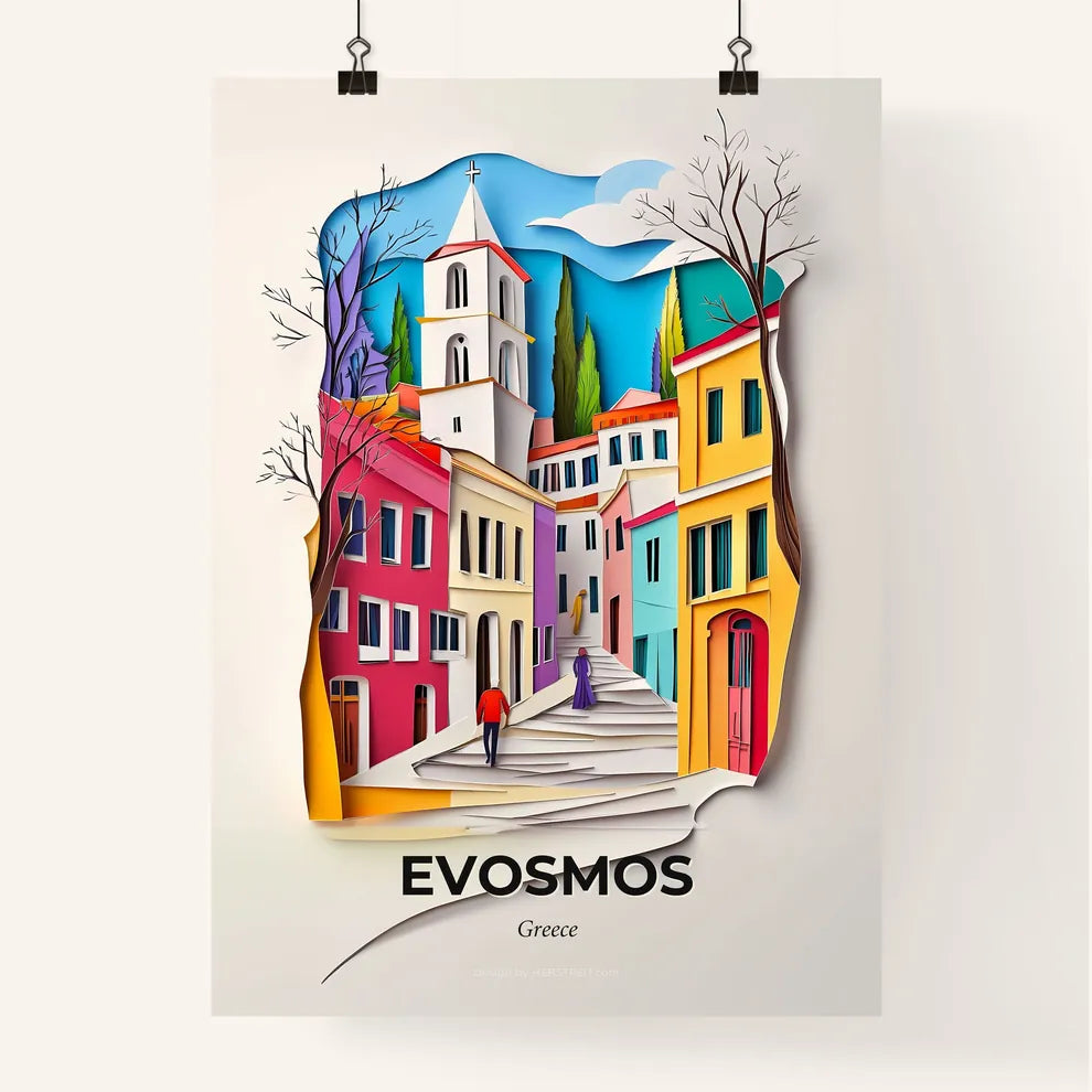Vivid Evosmos, Greece, Colorful Poster