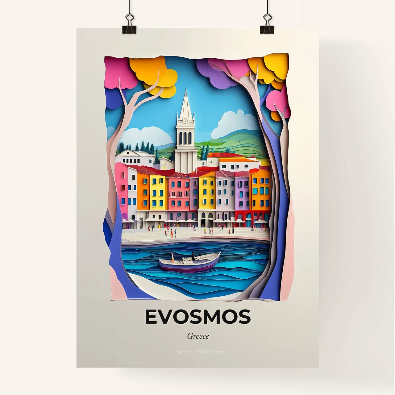 Vivid Evosmos, Greece, Colorful Poster
