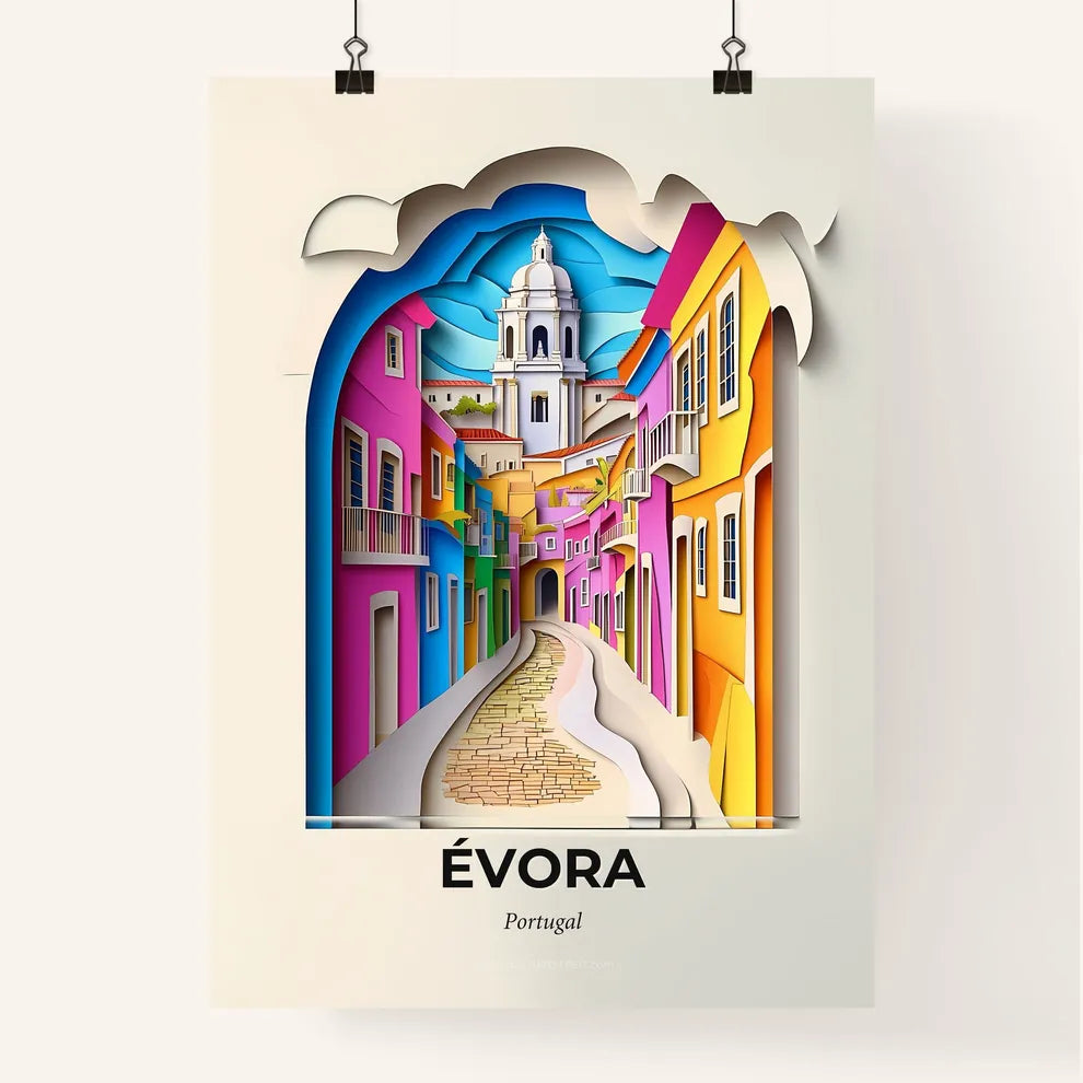 Vivid Évora, Portugal, Colorful Poster
