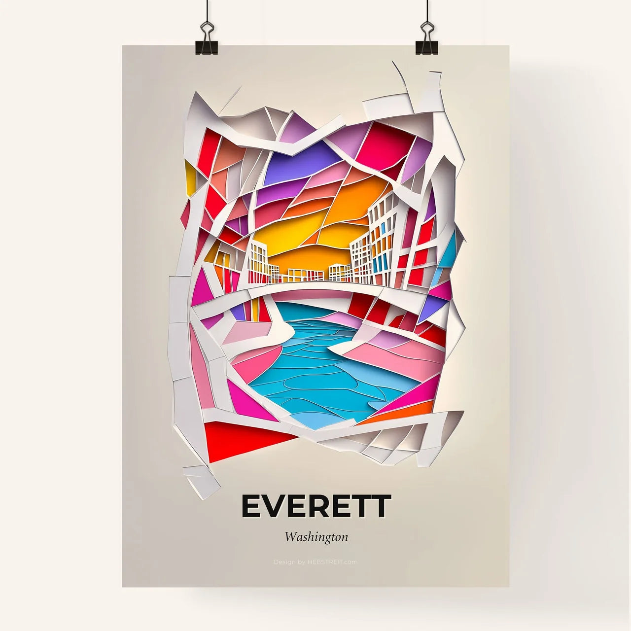 Vivid Everett, Washington, Colorful Poster