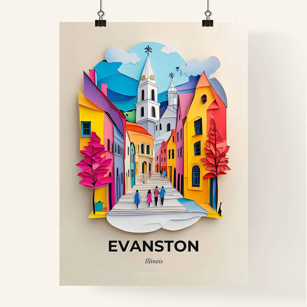 Vivid Evanston, Illinois, Colorful Poster