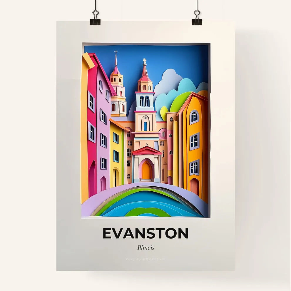Vivid Evanston, Illinois, Colorful Poster