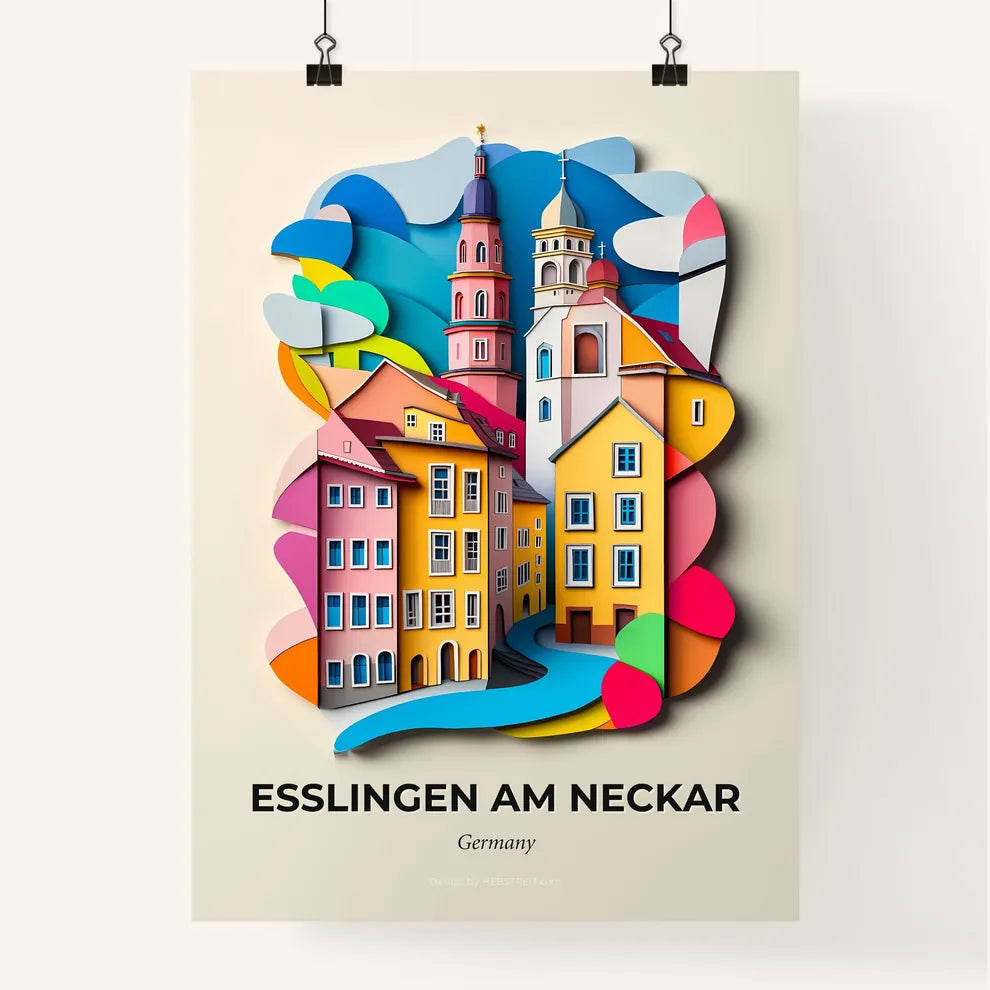 Vivid Esslingen am Neckar, Germany, Colorful Poster