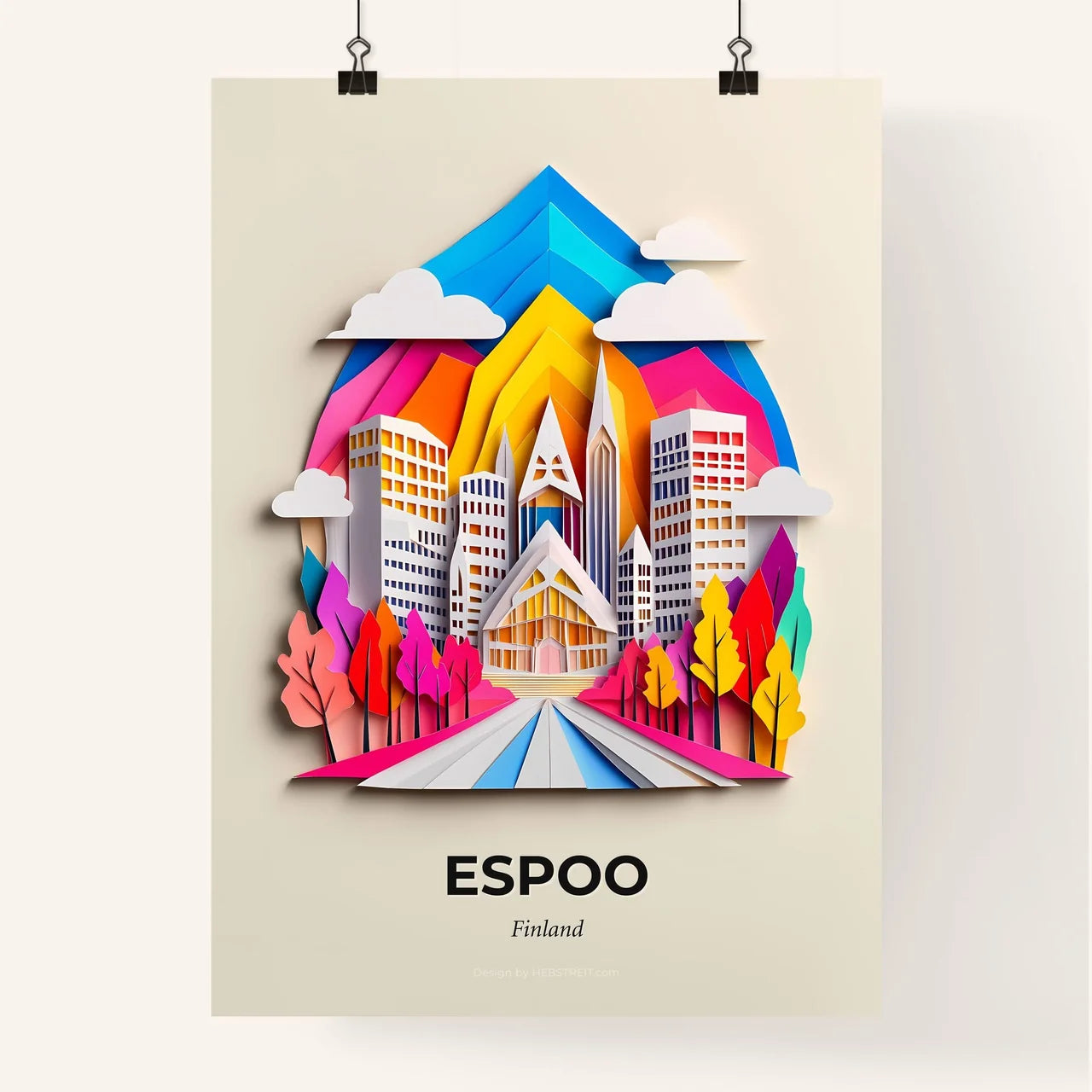 Vivid Espoo, Finland, Colorful Poster