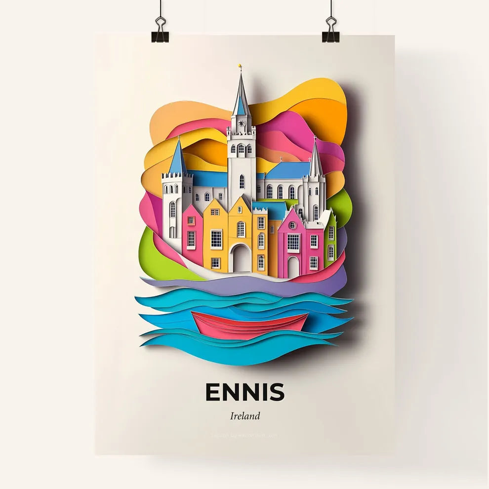 Vivid Ennis, Ireland, Colorful Poster