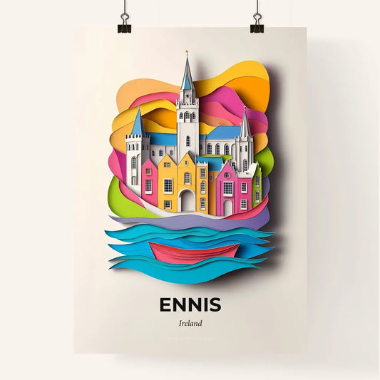 Vivid Ennis, Ireland, Colorful Poster