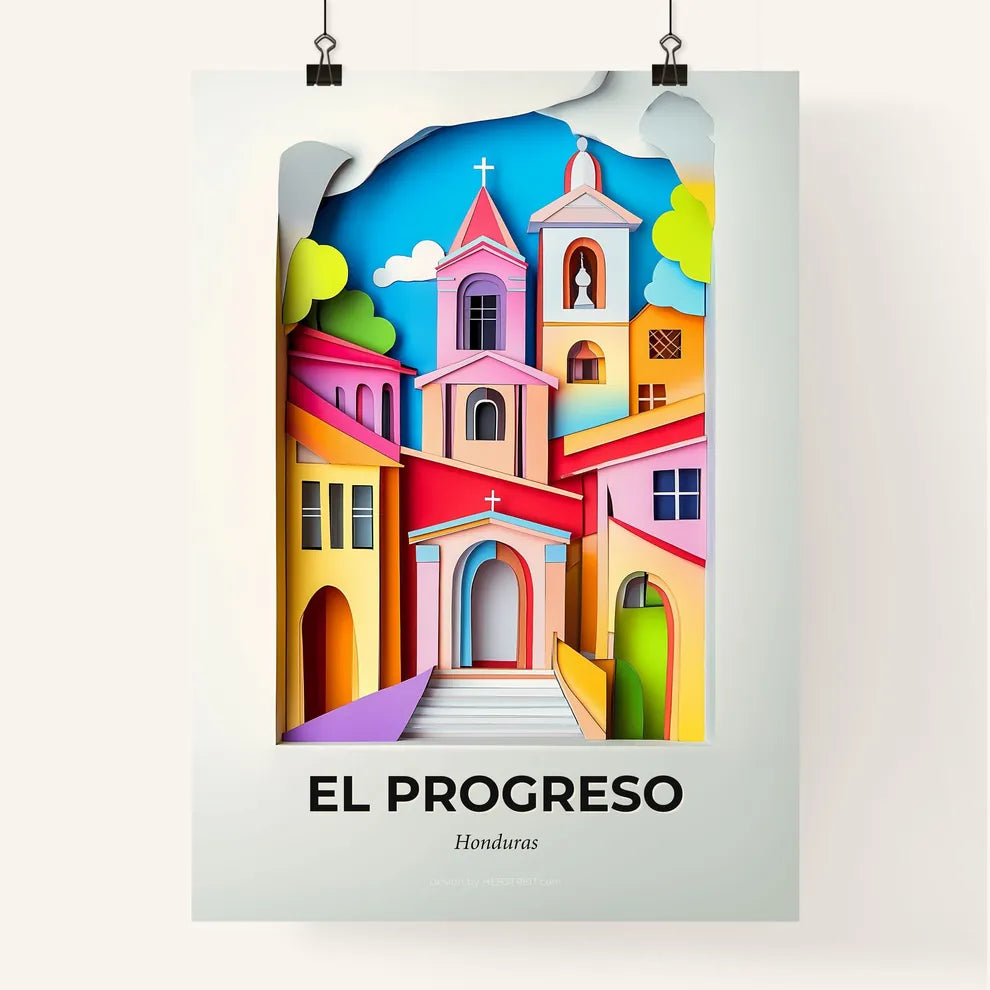 Vivid El Progreso, Honduras, Colorful Poster