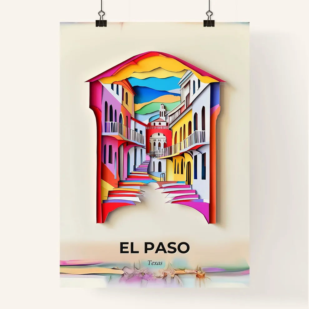 Vivid El Paso, Texas, Colorful Poster
