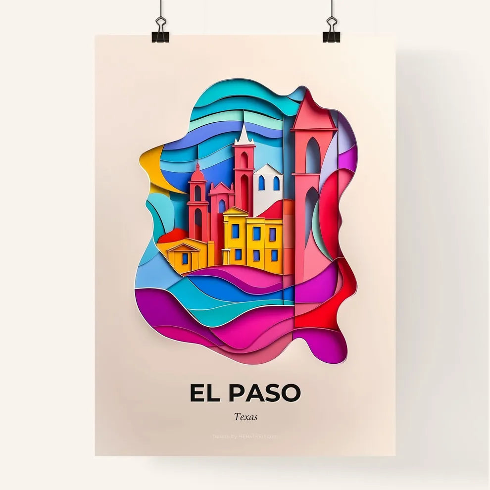 Vivid El Paso, Texas, Colorful Poster