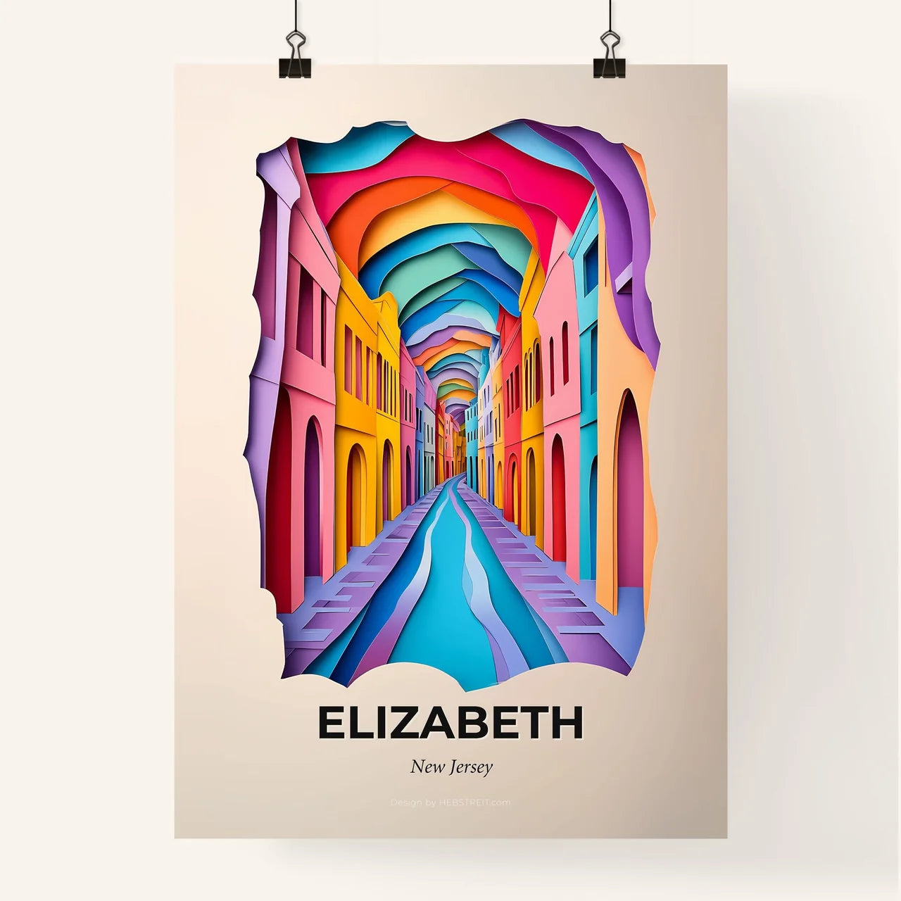 Vivid Elizabeth, New Jersey, Colorful Poster