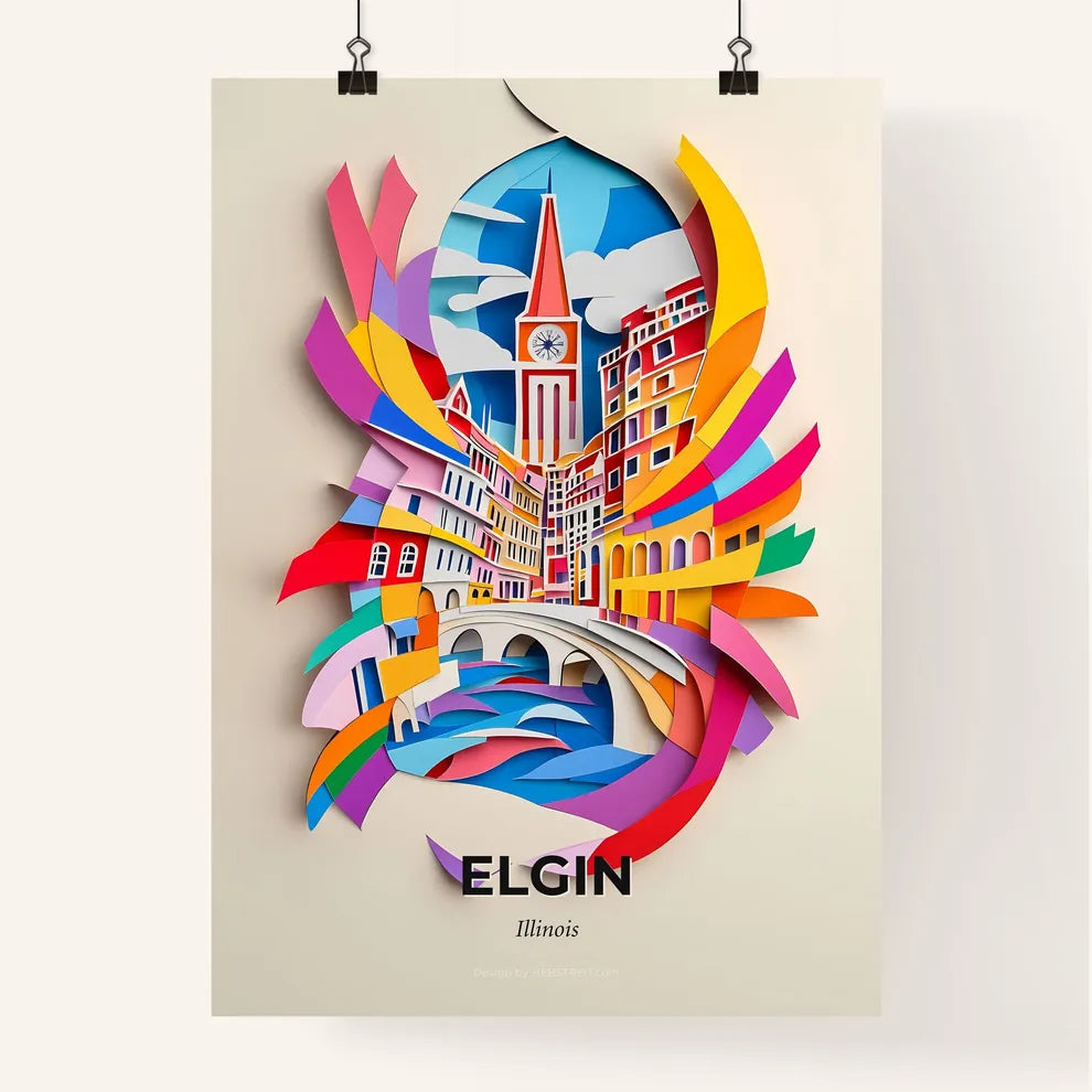 Vivid Elgin, Illinois, Colorful Poster