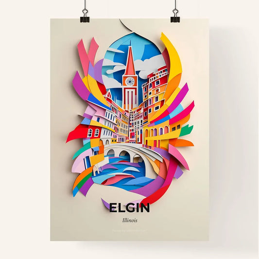 Vivid Elgin, Illinois, Colorful Poster