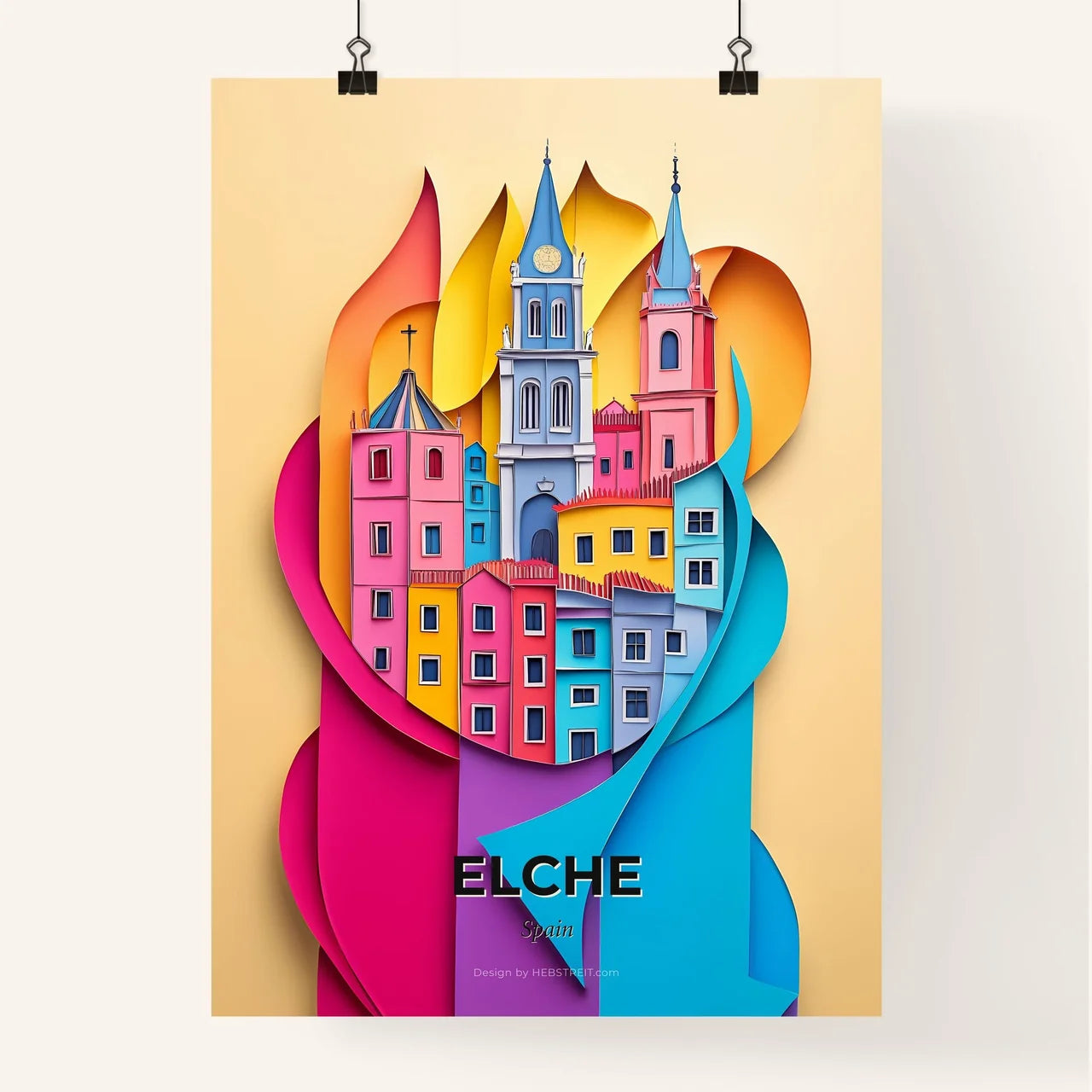 Vivid Elche, Spain, Colorful Poster