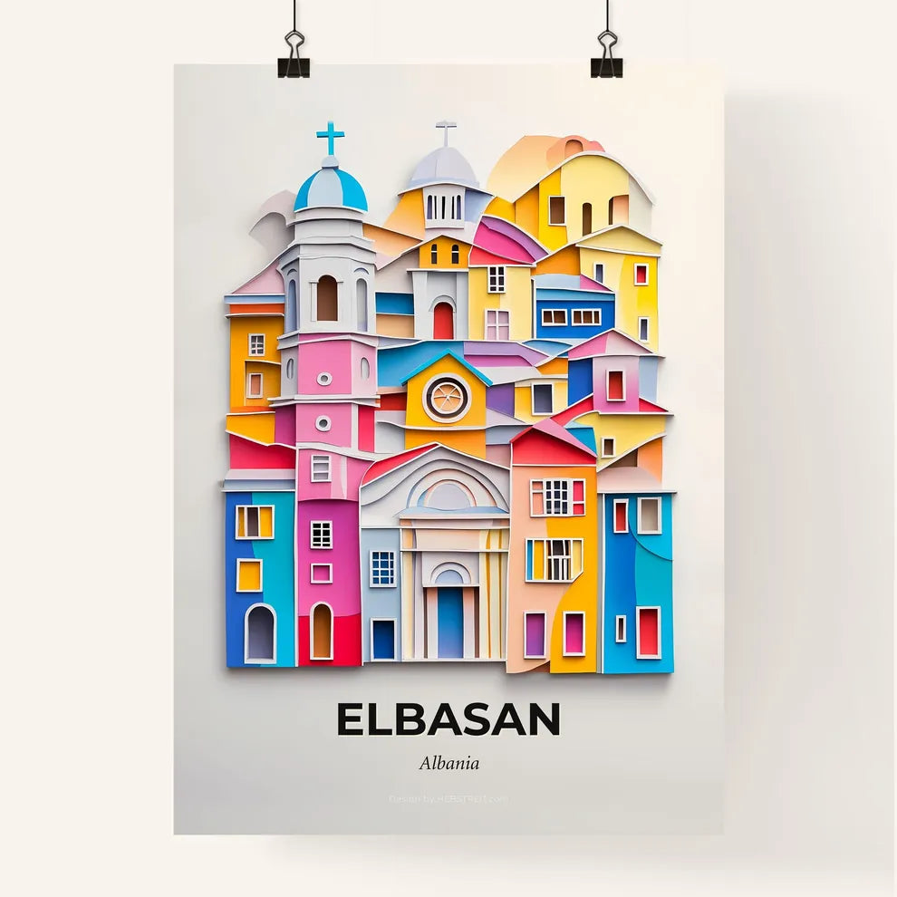 Vivid Elbasan, Albania, Colorful Poster
