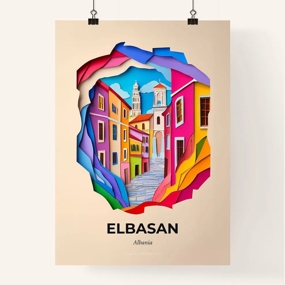 Vivid Elbasan, Albania, Colorful Poster