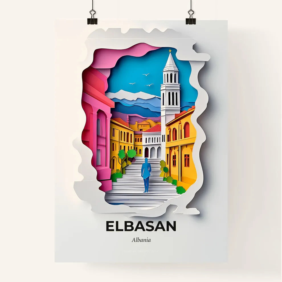 Vivid Elbasan, Albania, Colorful Poster