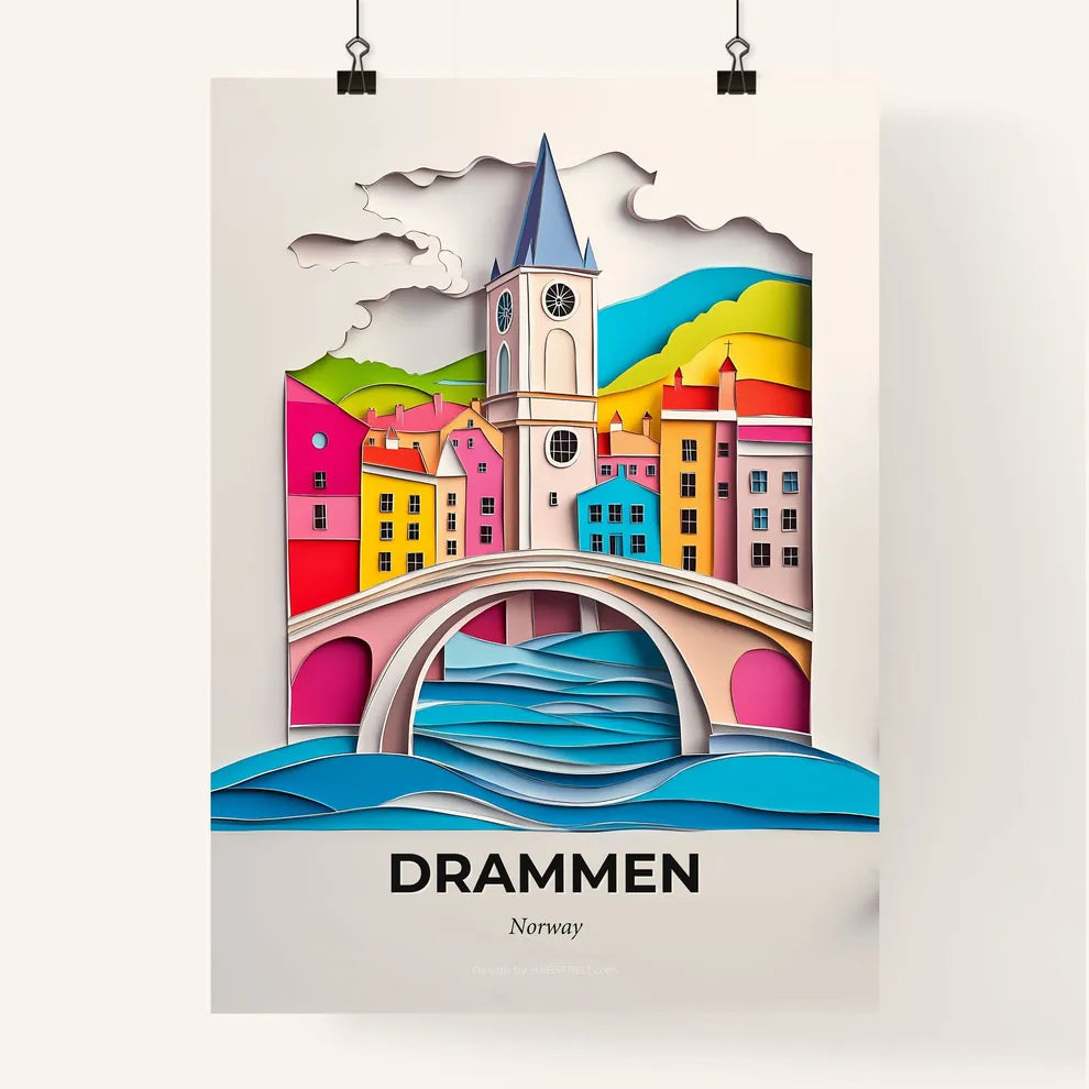 Vivid Drammen, Norway, Colorful Poster