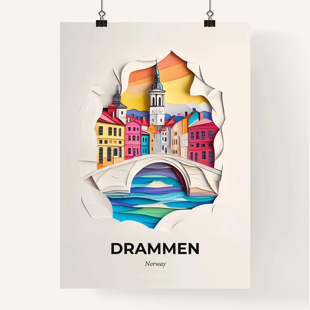 Vivid Drammen, Norway, Colorful Poster