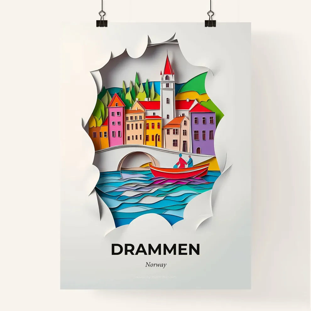 Vivid Drammen, Norway, Colorful Poster