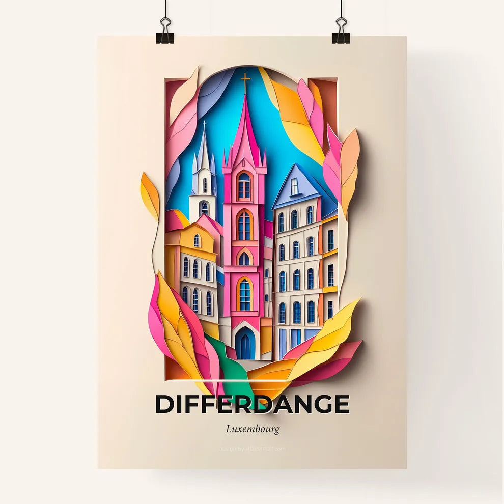 Vivid Differdange , Luxembourg, Colorful Poster
